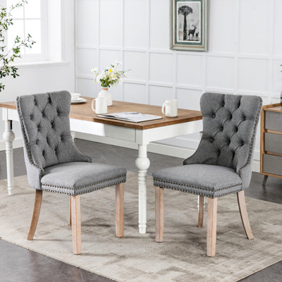 Chaise de salle à manger contemporaine en lin gris Sw6801gy 2 po avec noyau en mousse - siège confortable avec dossier haut et aspect noble