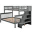 Lit superposé simple avec garde-corps, espace de rangement utile, marches stables, chambre à coucher grise durable et barrière-1143647546