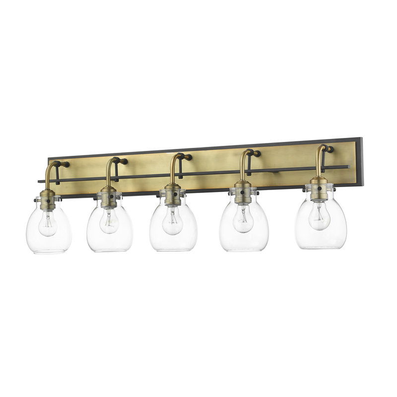 Éclairage pour meuble-lavabo 5 lumières Lang, Noir mat / laiton vieilli