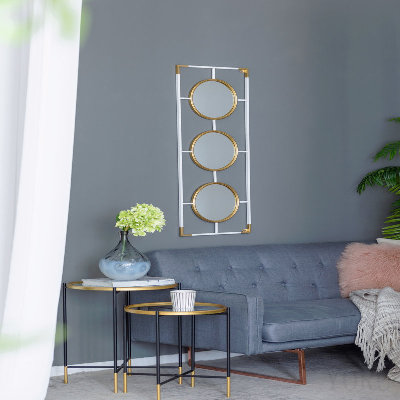 15.5X43.5" Gold And White Frame With Mirror