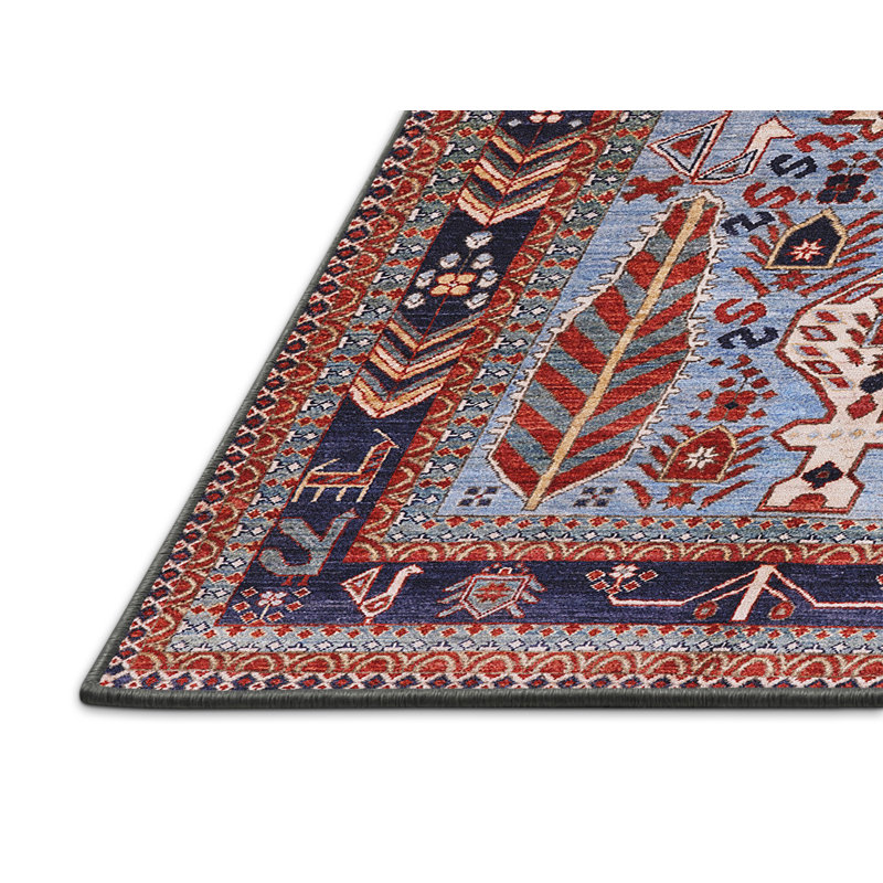 Tapis rouge / bleu Southwestern, Rectangle 5 pi x 8 pi