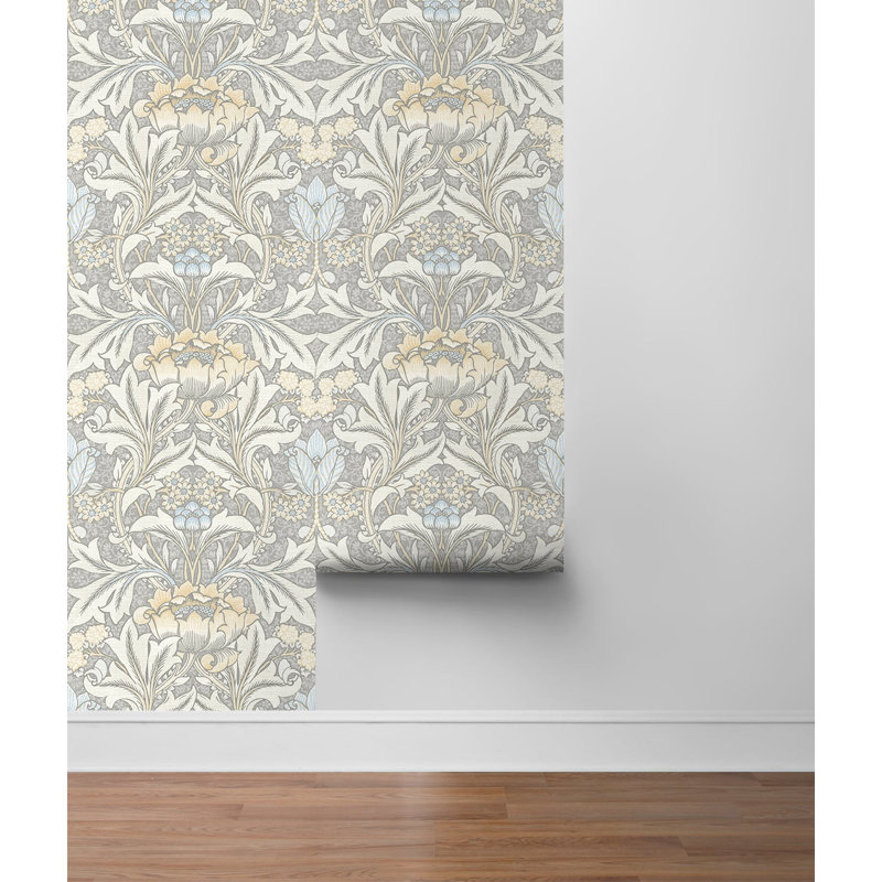 Craw Peel & Stick Floral Roll, Daydream Gray/Pearl Blue