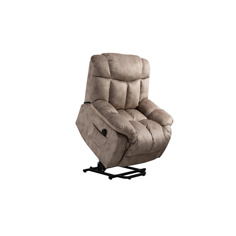 38.1'' W Oversized Velvet Power Lift Assist Standard Recliner Chair, Camel Velvet