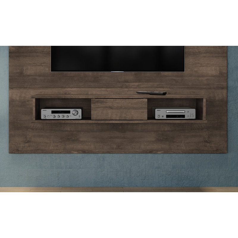 Meuble audio-vidéo flottant à deux tablettes pour téléviseur de 70 po ou moins fabriqué en bois d'ingénierie Hawkinsville