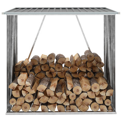 Porte-bûches pour l'extérieur avec bûches en acier galvanisé 64,2 po