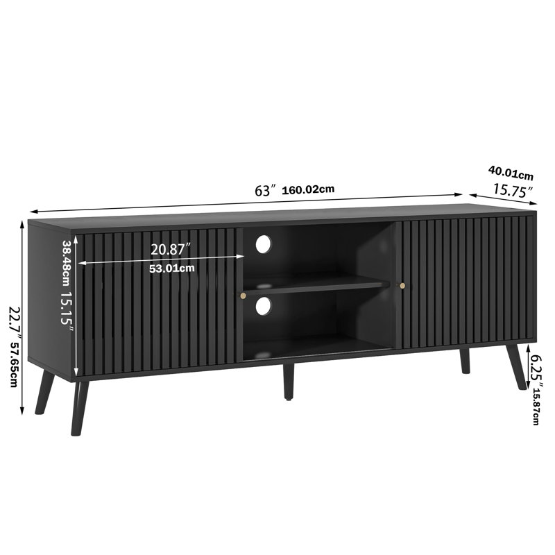 Honoria Media Consoles Tv Stand For Tvs Up To 70", Black