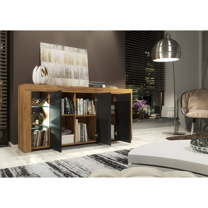 Bebak TV Stand for TVs up to 60", Oak/Black
