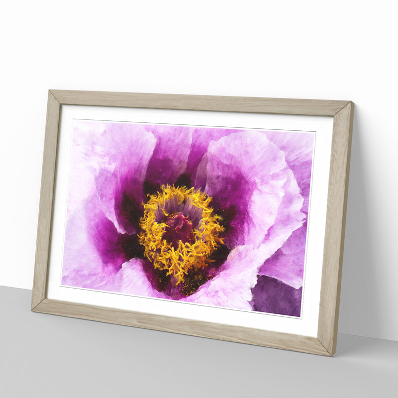 Purple Peony Flower Vol.1 - Framed Print, 27cm H x 36cm W x 2cm D, Oak Framed