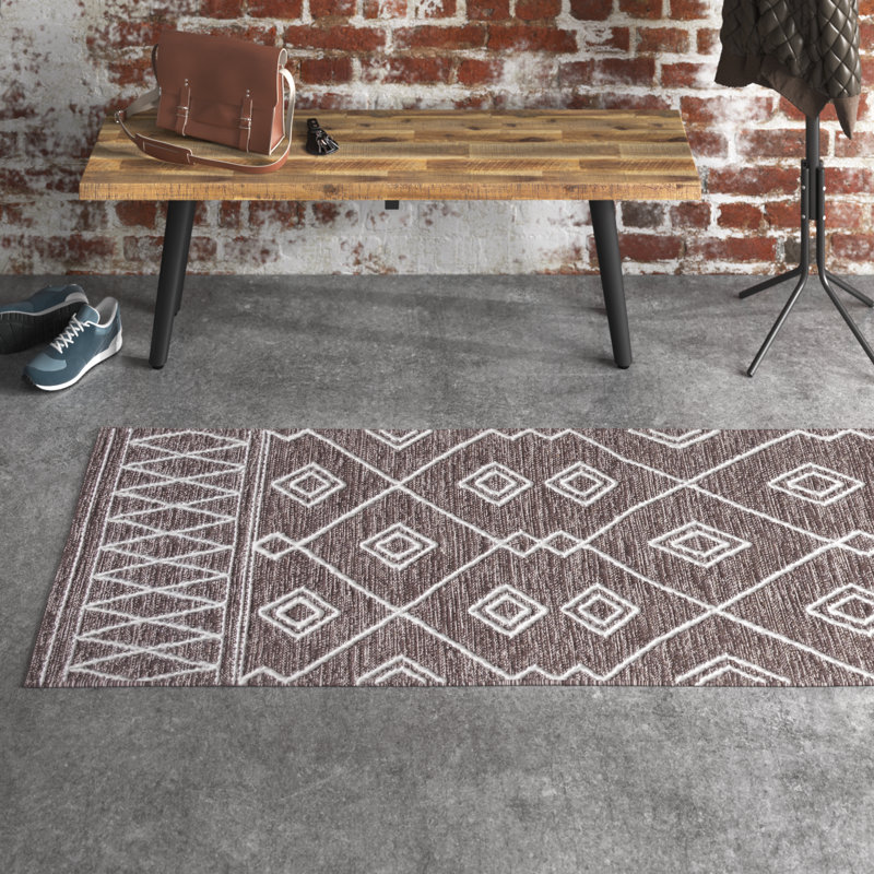 Holtby Southwestern Handmade Flatweave Brown/Ivory Area Rug, Runner 2'3" x 9'