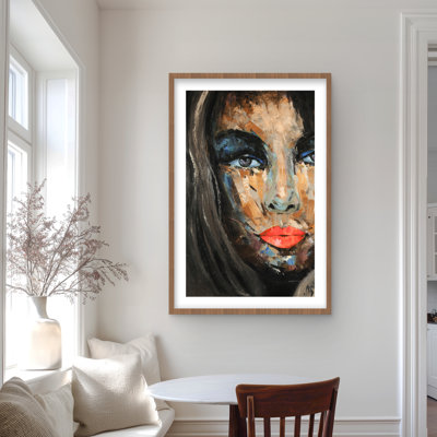 Colorful Portrait - Woman Bedroom Framed Matted Print Decor