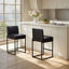 Ensemble de 2 tabourets de bar à hauteur de comptoir de 26 po avec base en métal et en cuir PU blanc mat-870803934-848678608