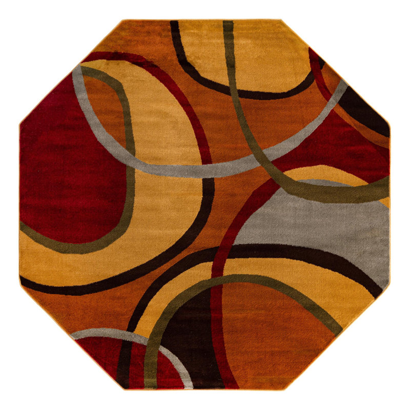 Abstract Area Rug, Octagon 213.4cm x 213.4cm