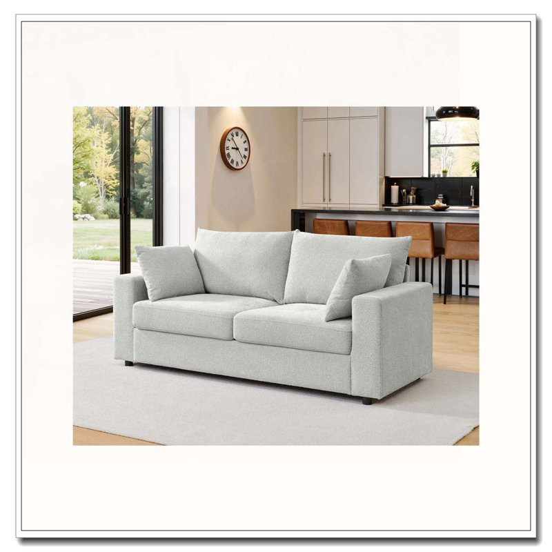 Canapé rembourré 78 po avec coussins profonds 78 po, Beige