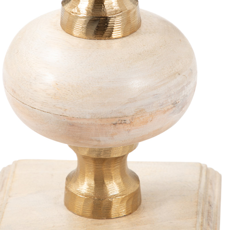 Foxx Modern Candle Holder Set with Sculptural Stacked Wood Base - Decorative Tabletop Candle Holders for Dining Table, Entryway, or Shelf Decor - Transitional Home Accent Trio - Set of 3, 14", 19", 23"