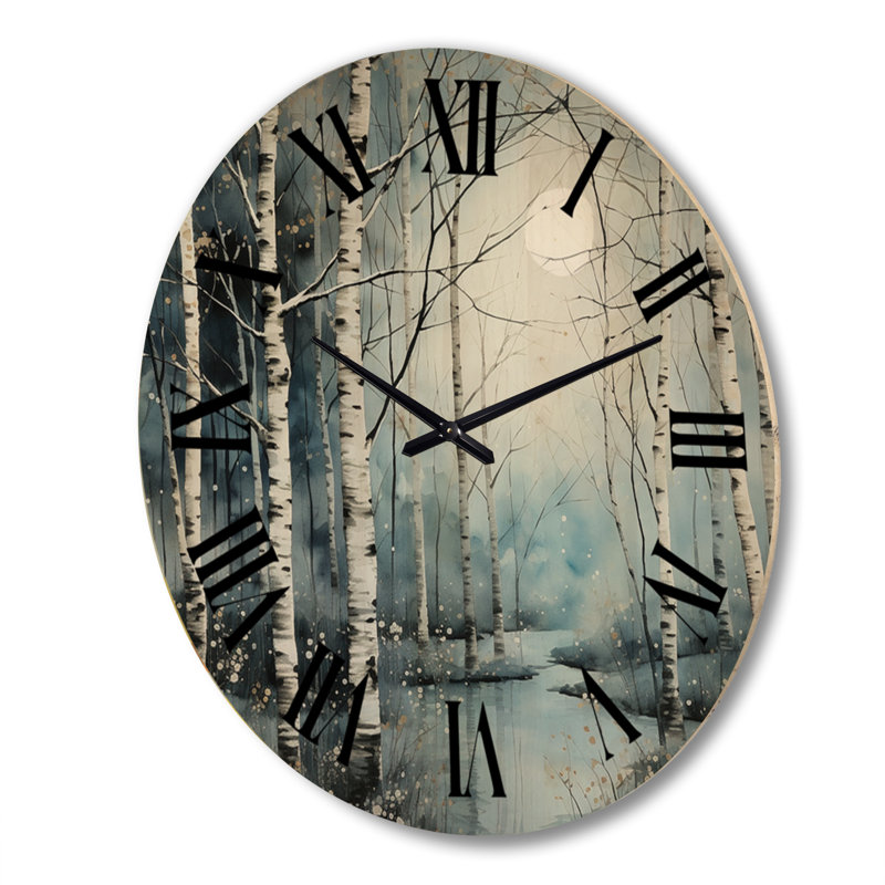 Horloge murale Birch Woods Mystic Moonlight II, Très grand