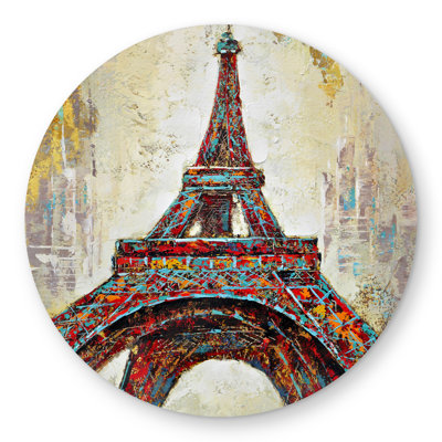 Abstract Eiffel Tower Rug - Contemporary Round Outdoor Decor