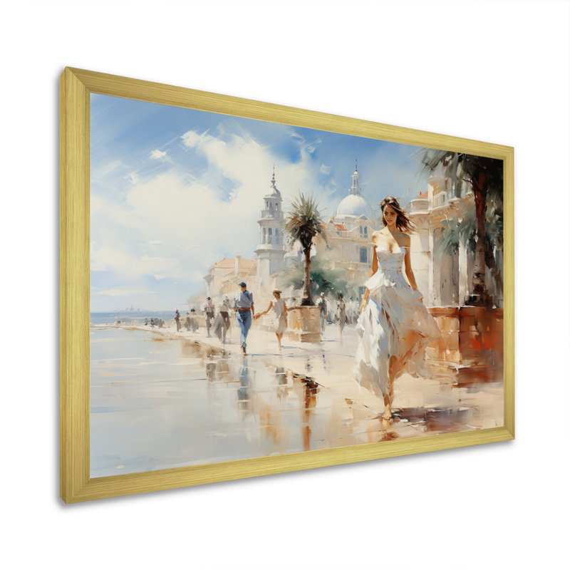 Kolbie, Espagne, bord de mer, promenade à Tolède, sur toile, H 34 po x l 44 po x P 1,5 po, Cadre doré à une seule photo