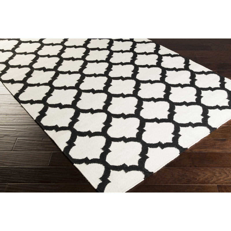 Tapis noir/ivoire tissé à la main Kramer, 8 pi x 11 pi