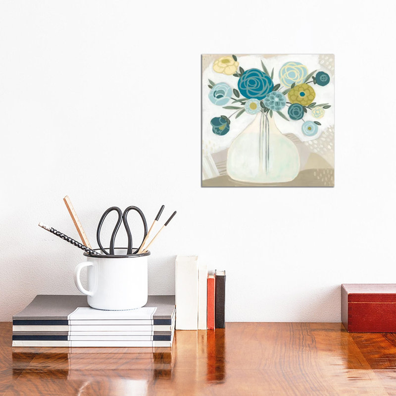 Blue Bohemian Bouquet II by June Erica Vess - Wrapped Canvas Painting, 30.48 cm H x 30.48 cm W