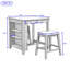 Ensemble de table de bar Farmhouse avec prise de courant intégrée, tiroirs latéraux doubles, tablettes de présentation et 2 tabourets rembourrés-462570309