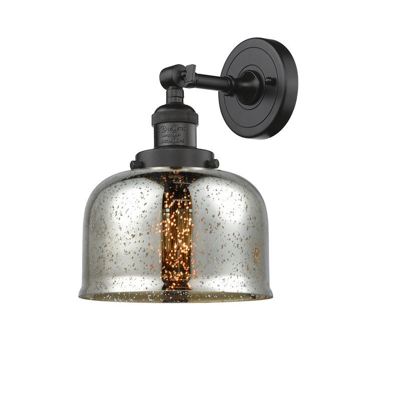 Handley Glass Semi Flush Mount, No Bulb Included, Silver Mercury, Oil Rubbed Bronze