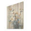 Art floral sur bois de pin naturel beige et bleu-740235785