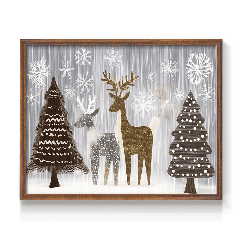 Chirstmas Art-CLXXIII -Framed Print - Restickable, H 16 po x l 20 po, Noyer