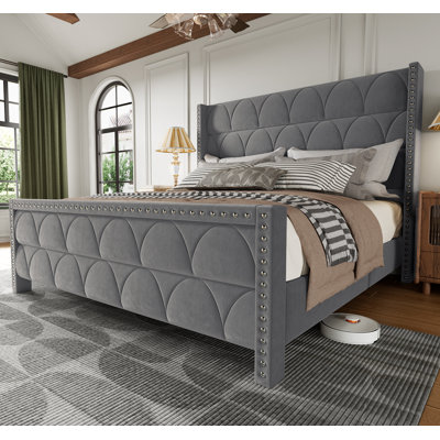 Boykins Upholstered Wingback Bed