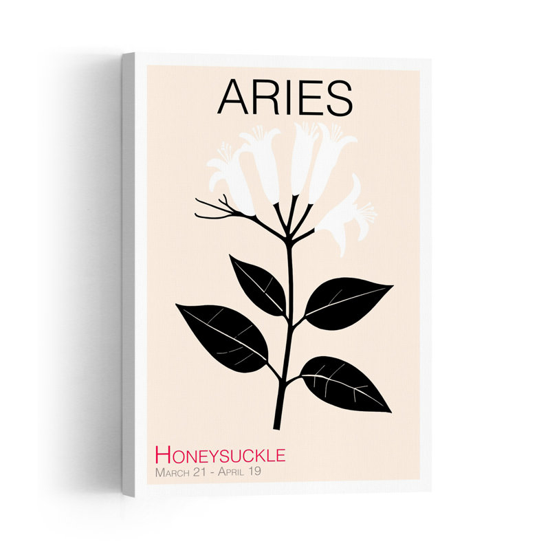 Aries Honeysuckle Floral Bold Elegant Modern Honeysuckle Flower Spring Wall Art Print 1 Piece Wrapped Canvas Wall Art