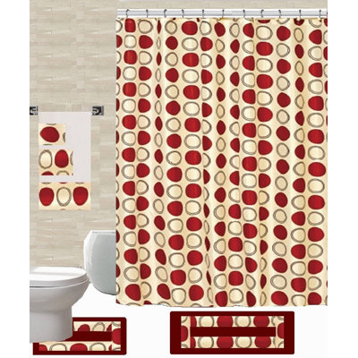 Dafyd Geometric Shower Curtain with Hooks Included