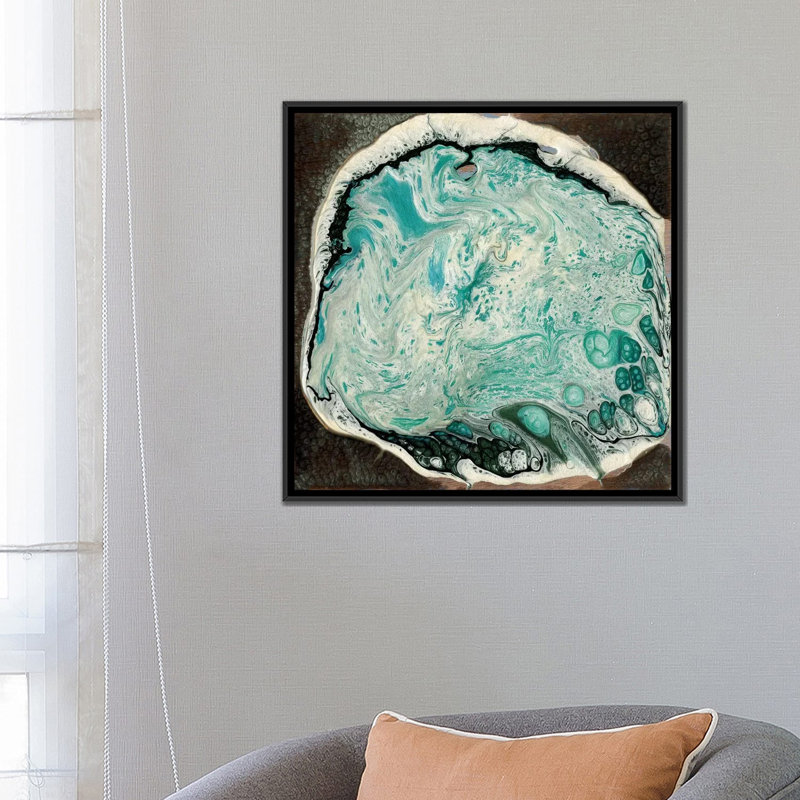 « atlantis i », impression sur toile, H 18 po x l 18 po x P 1,5 po, Toile avec cadre flottant noir, Pas de tapis