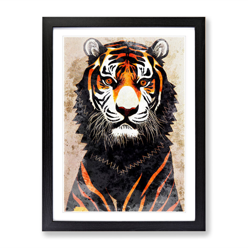 Tiger in Watercolour No.2 - Framed Print, Black Framed, 34cm H x 25cm W x 2cm D