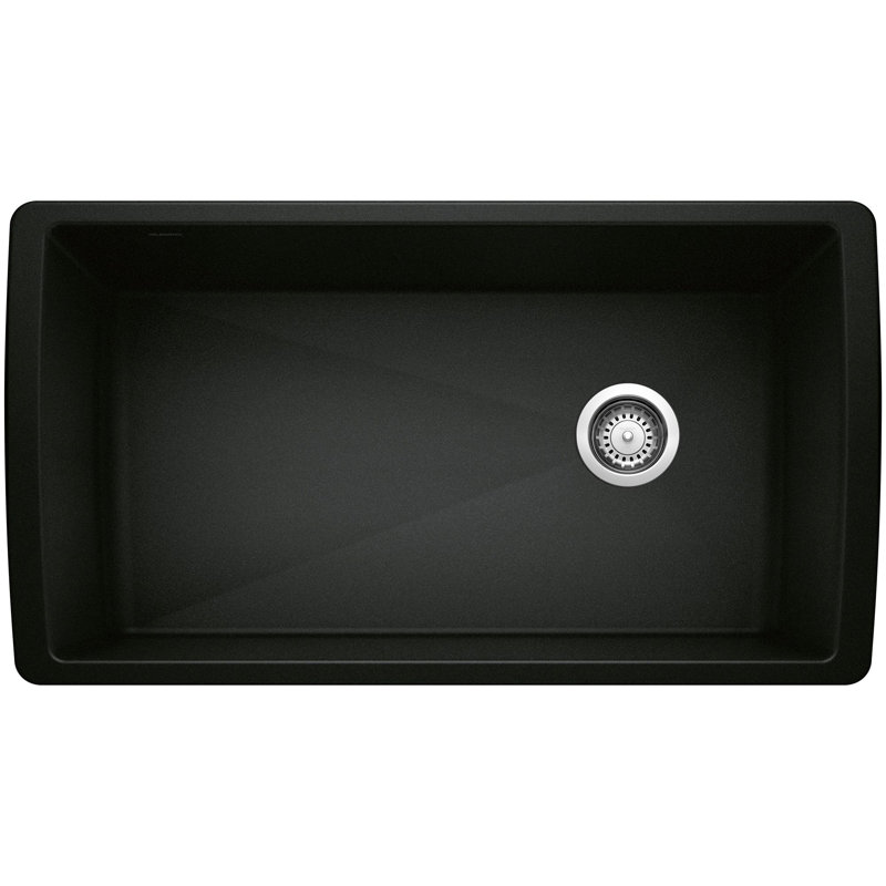 Diamond SILGRANIT 33" Super Single Undermount Kitchen Sink, Coal Black