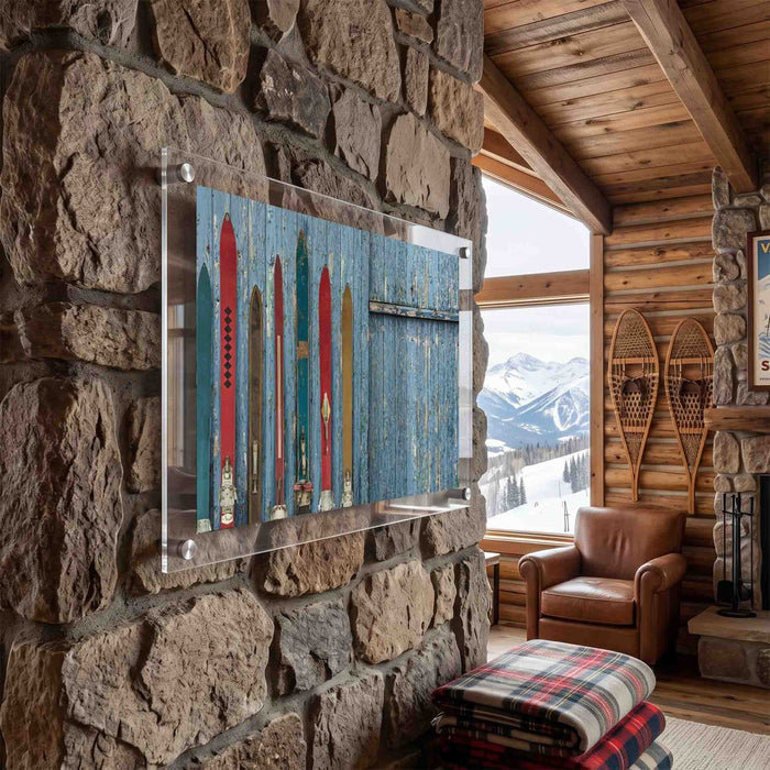 Impression d'art mural rétro en acrylique alpin, 24" x 16", Black
