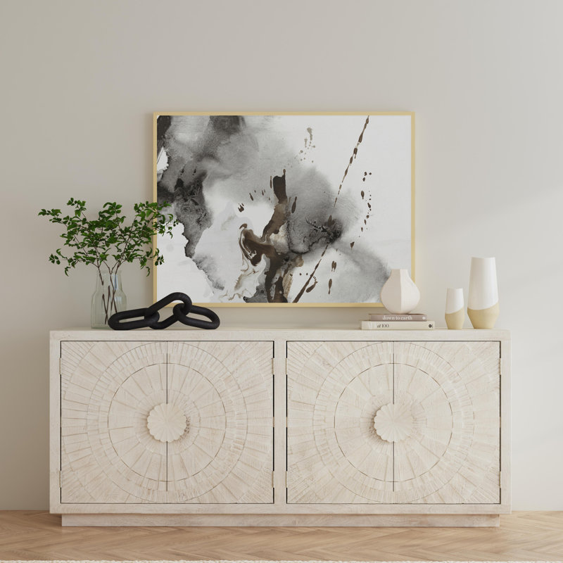 Apollo 84'' White Wash Mango Wood Sunburst Sideboard