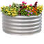 Lit de jardin surélevé rond en acier rond Galvalume - 3 pi x 3 pi - Argent-1425065946