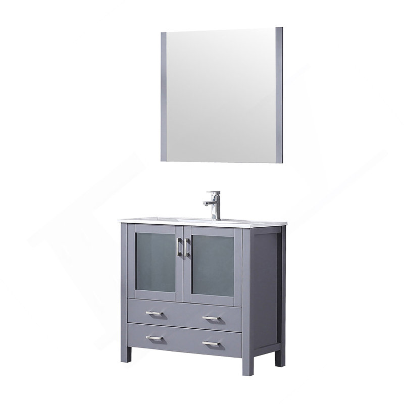 Meuble-lavabo de salle de bain 36 po X P 18,25 po D, dessus en céramique, ensemble de robinet et Miroir
