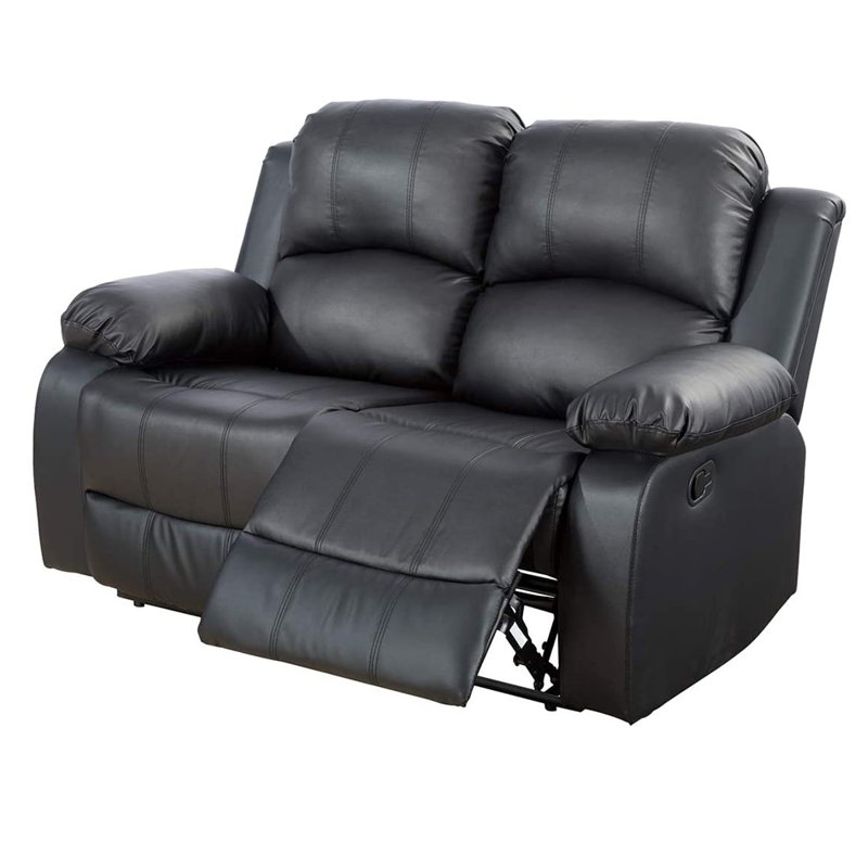 Causeuse inclinable en cuir 56 po, Similicuir noir