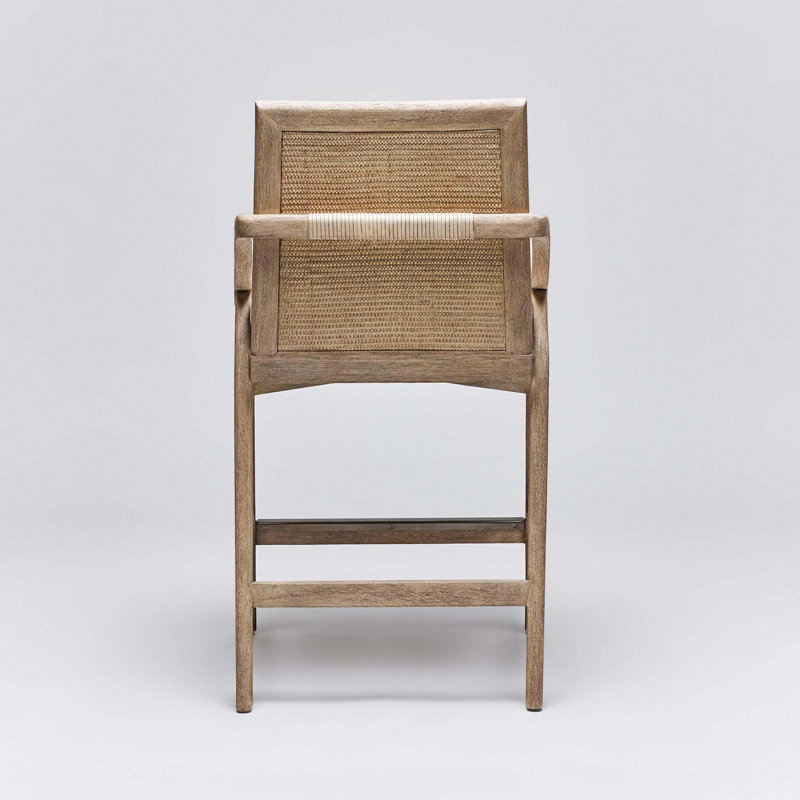 Delray Upholstered Stool, Natural/White Ceruse Frame