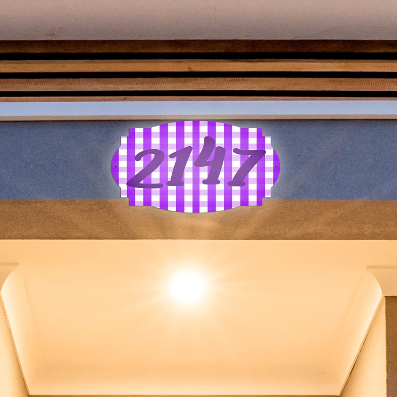 Plaque d'adresse murale sur 1 ligne, Mauve, Oui