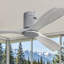 Ventilateur de plafond encastré 52 pouces DC 3 pales en bois sculpté, ventilateur silencieux, télécommande réversible sans lumière