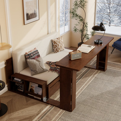 Queen Size Daybed With Removable Desk, Storage Drawers & Hydraulic Side Table