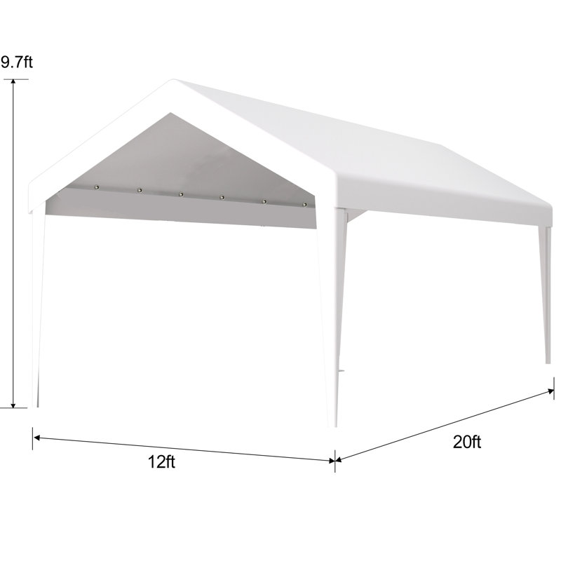 12X20ft Carport Replacement Protected Tarp - Waterproof 76 Elastic Buckles White Garage Shelter Cover Canopy Waterproof,