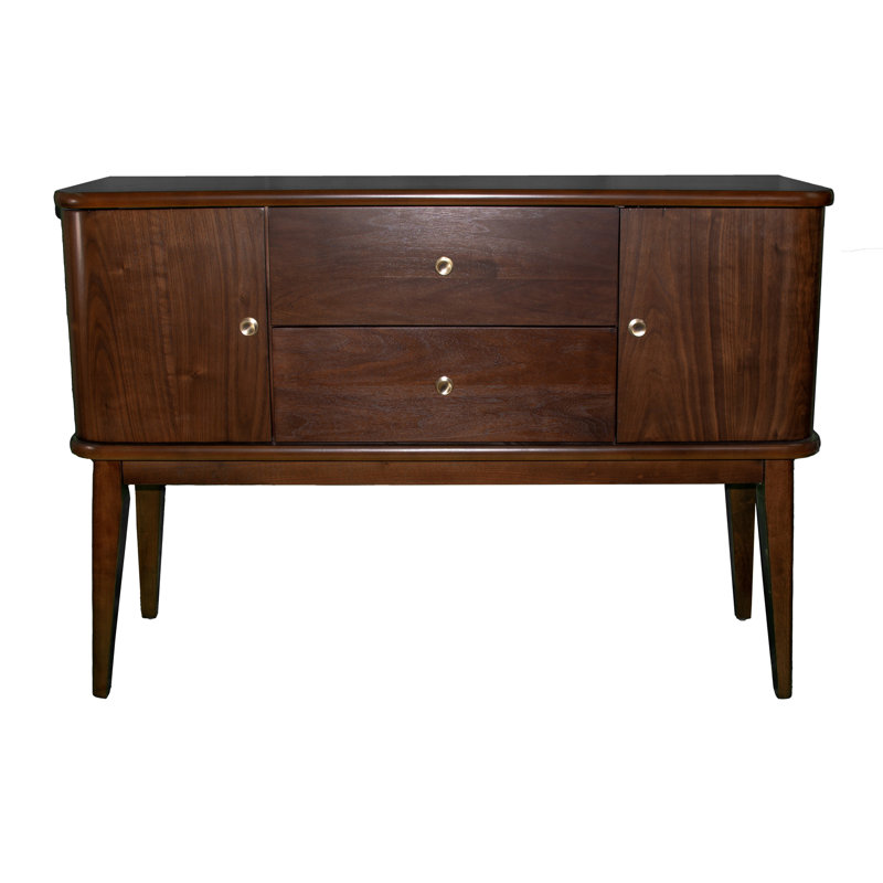 Cherry Finish Mid-Century Modern Server With 2 Storage Drawers And Cabinets Drawer Cabinet In Design