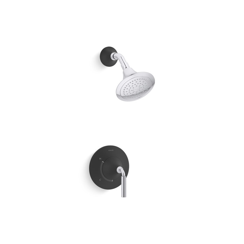 Tone Pressure-Balancing Shower Faucet Trim, Polished Chrome/Matte Black