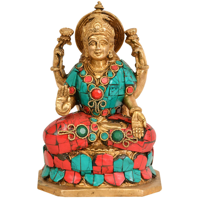 Déesse Lakshmi assise sur un lotus