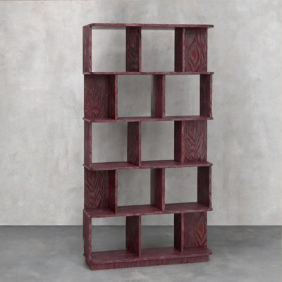 MDF Wood Red-toned 5-Tier Open Bookcase 31.5 Inch Free Combination Storage Display Shelf for Living Room Home Office