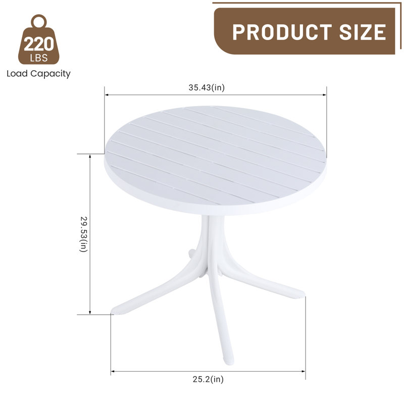 Round Plastic dining Table with sturdy legs