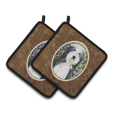 Cuisinier poignée collie avec fleurs violettes east urban home barbu