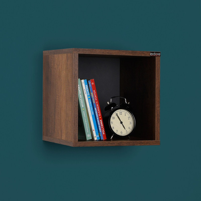 Modern Wall Shelf, Oslo & Walnut, 13.0 x 13.0 x 7.5 inches | 100% Melamine Coated Particle Board, Thickness: 0.6 inches | Stylish & Functional Design, Perfect for Home Decor & Organizing Spaces
